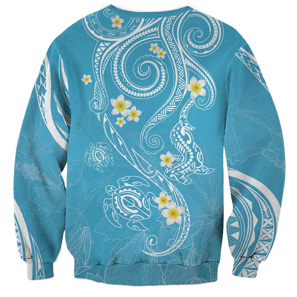 Polynesia Tribal Sweatshirt Turquoise Plumeria Tentacles LT7 - Polynesian Pride