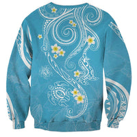 Polynesia Tribal Sweatshirt Turquoise Plumeria Tentacles LT7 - Polynesian Pride