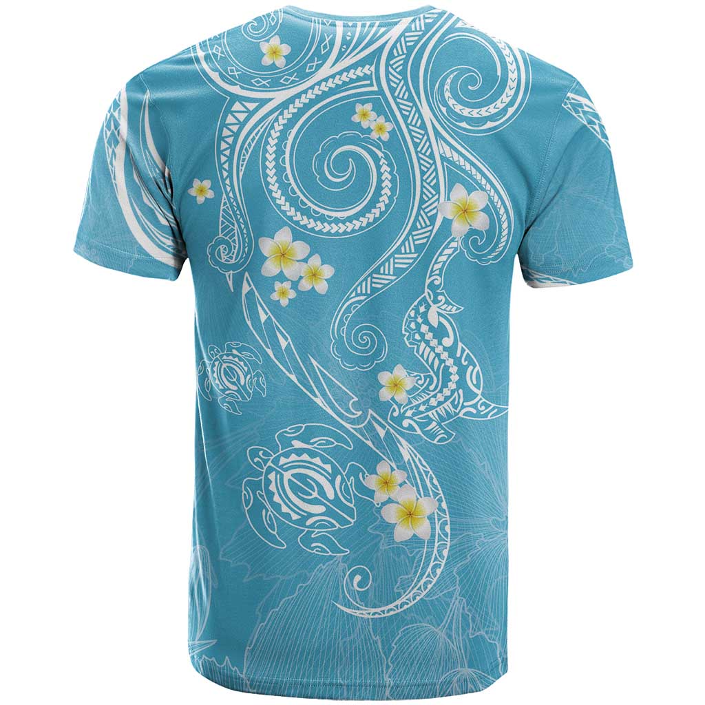 Polynesia Tribal T Shirt Turquoise Plumeria Tentacles