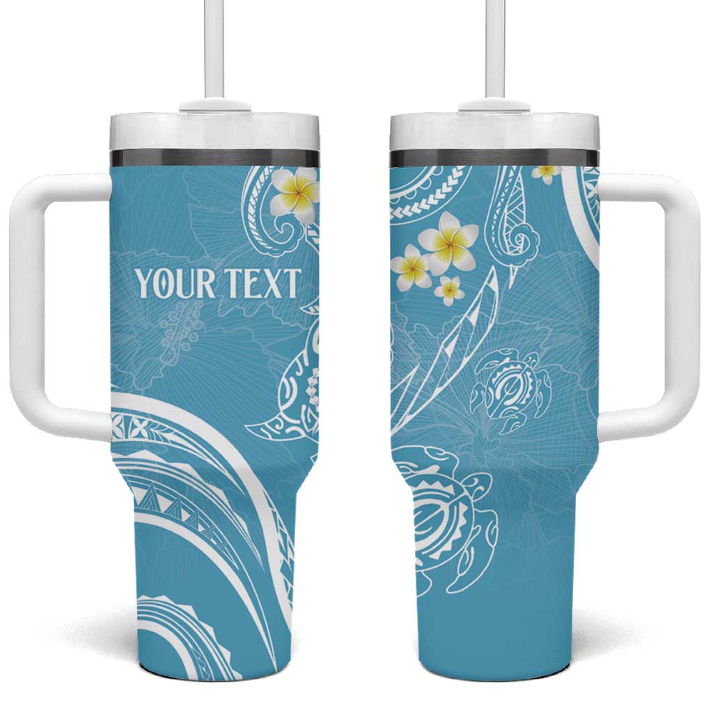 Polynesia Tribal Tumbler With Handle Turquoise Plumeria Tentacles LT7 One Size: 40 oz Turquoise - Polynesian Pride