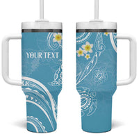 Polynesia Tribal Tumbler With Handle Turquoise Plumeria Tentacles LT7 One Size: 40 oz Turquoise - Polynesian Pride
