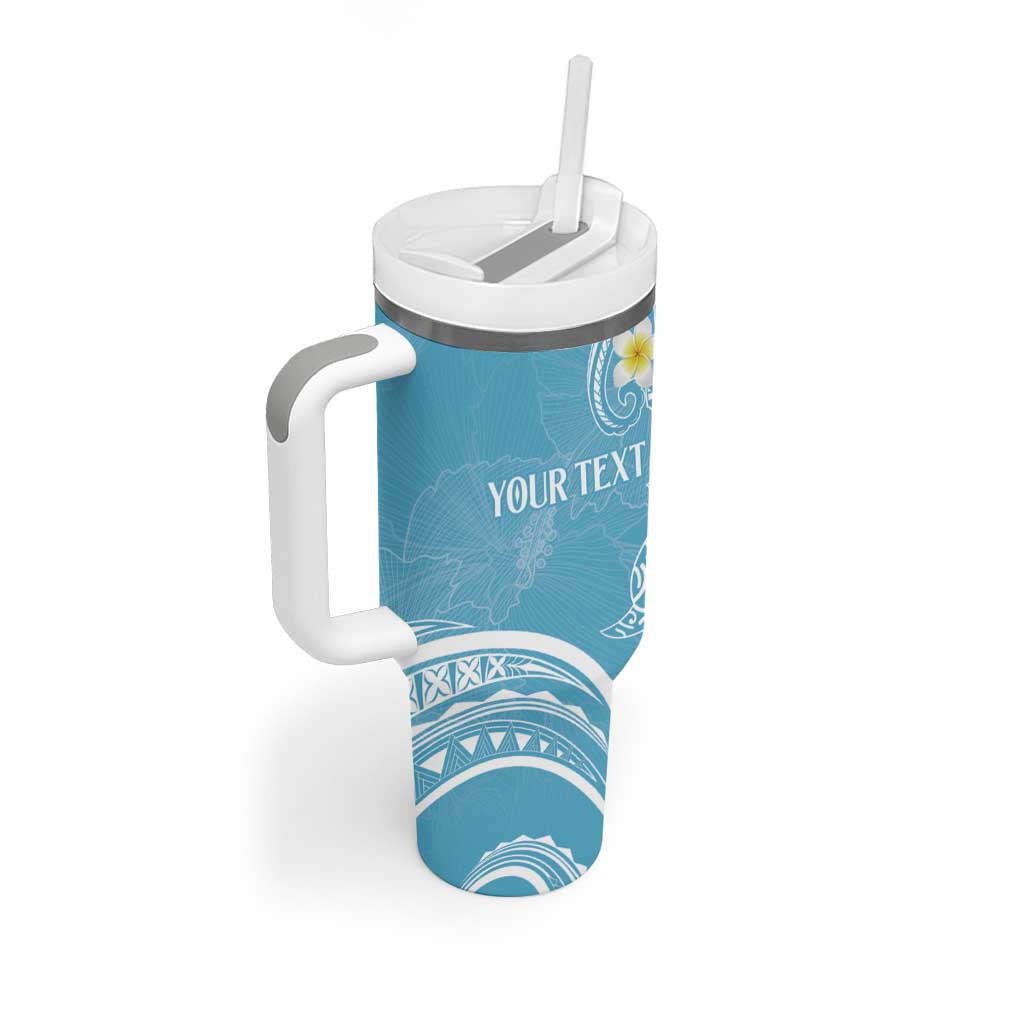 Polynesia Tribal Tumbler With Handle Turquoise Plumeria Tentacles LT7 - Polynesian Pride