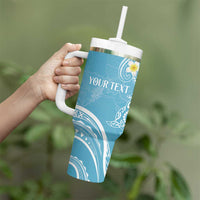 Polynesia Tribal Tumbler With Handle Turquoise Plumeria Tentacles LT7 - Polynesian Pride