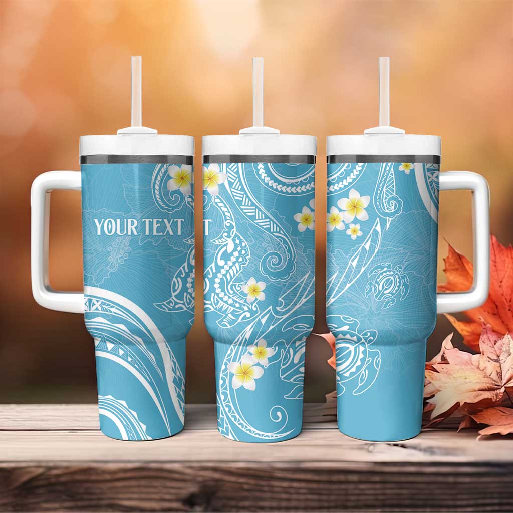 Polynesia Tribal Tumbler With Handle Turquoise Plumeria Tentacles LT7 - Polynesian Pride