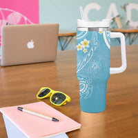 Polynesia Tribal Tumbler With Handle Turquoise Plumeria Tentacles LT7 - Polynesian Pride