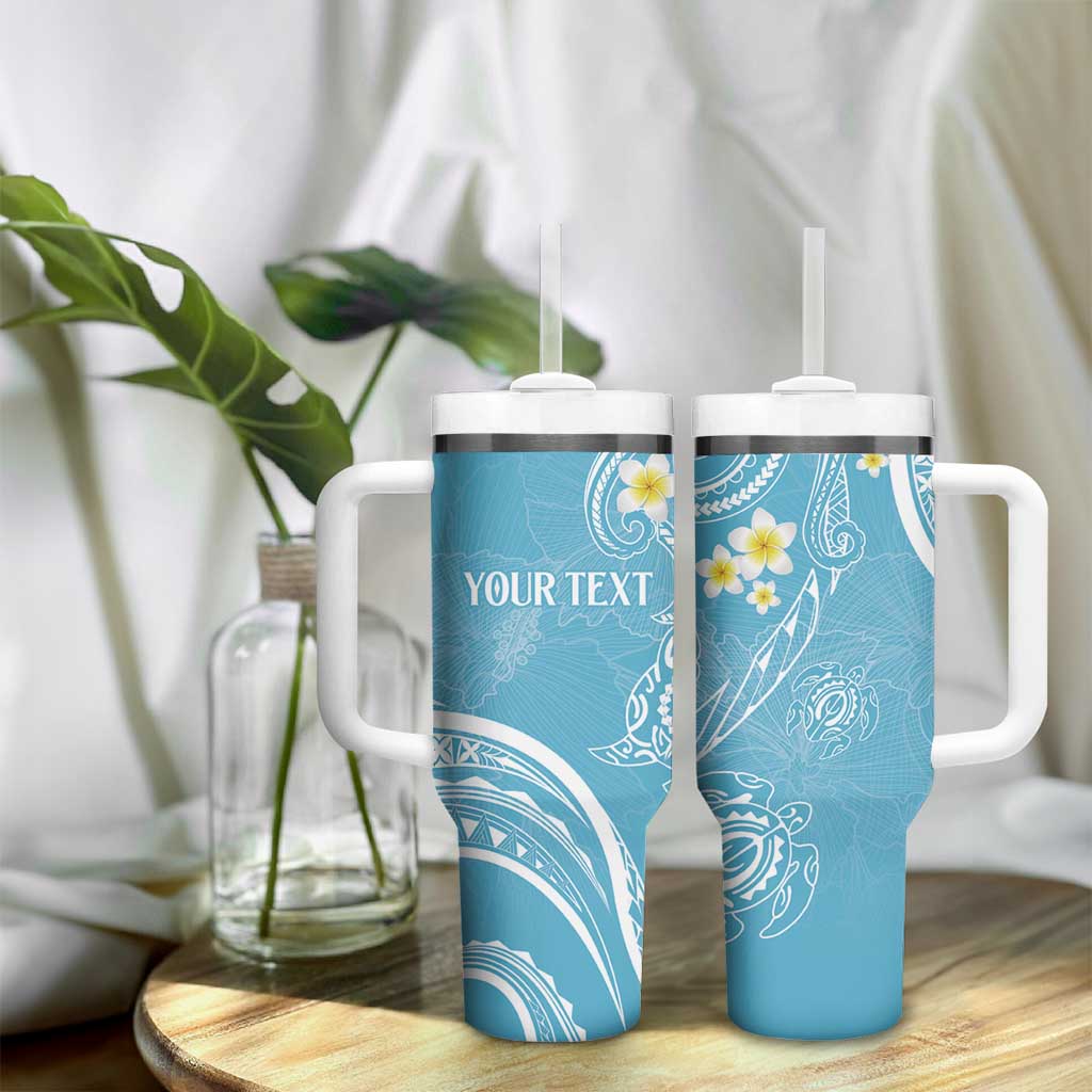 Polynesia Tribal Tumbler With Handle Turquoise Plumeria Tentacles LT7 - Polynesian Pride