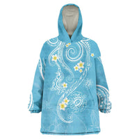 Polynesia Tribal Wearable Blanket Hoodie Turquoise Plumeria Tentacles LT7 One Size Turquoise - Polynesian Pride