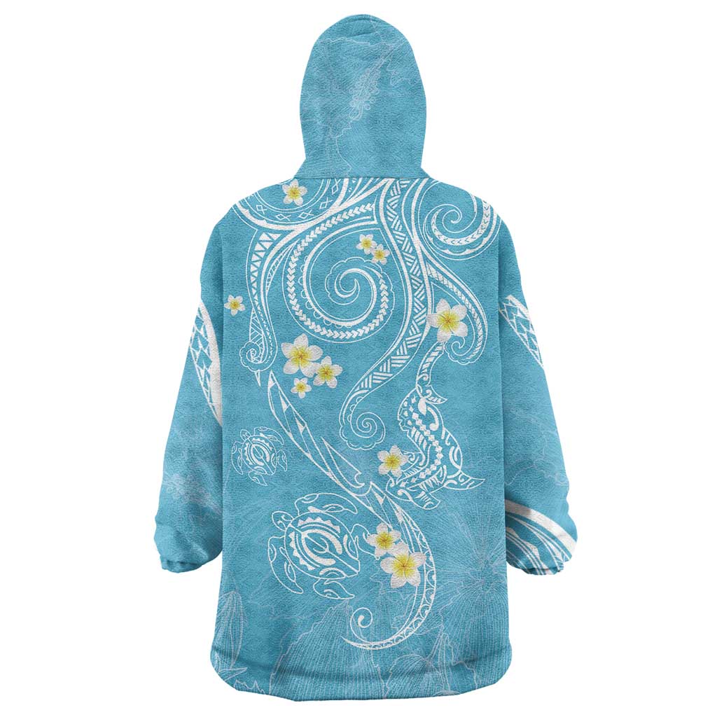 Polynesia Tribal Wearable Blanket Hoodie Turquoise Plumeria Tentacles LT7 - Polynesian Pride