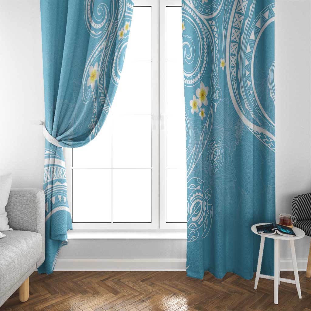 Polynesia Tribal Window Curtain Turquoise Plumeria Tentacles LT7 - Polynesian Pride