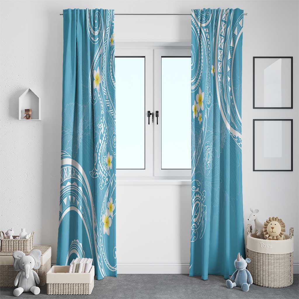 Polynesia Tribal Window Curtain Turquoise Plumeria Tentacles LT7 - Polynesian Pride