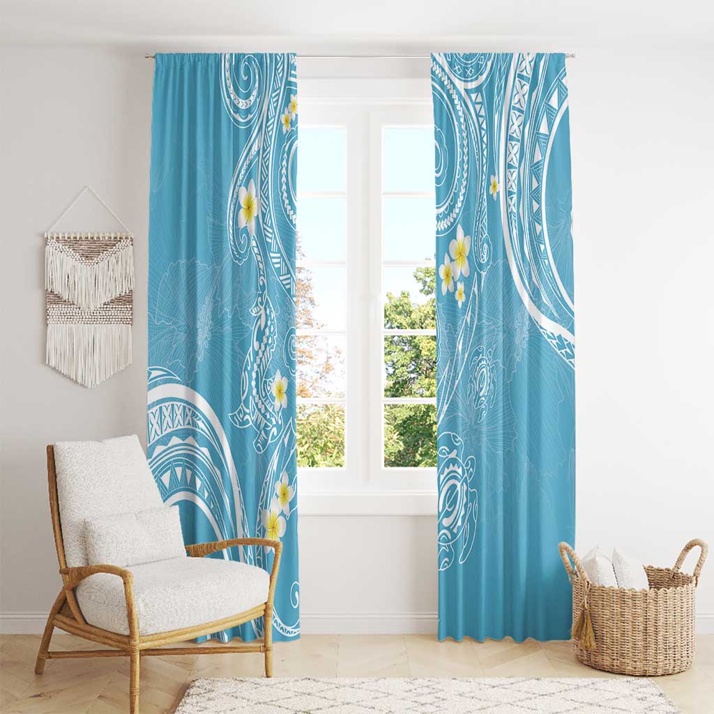 Polynesia Tribal Window Curtain Turquoise Plumeria Tentacles LT7 - Polynesian Pride