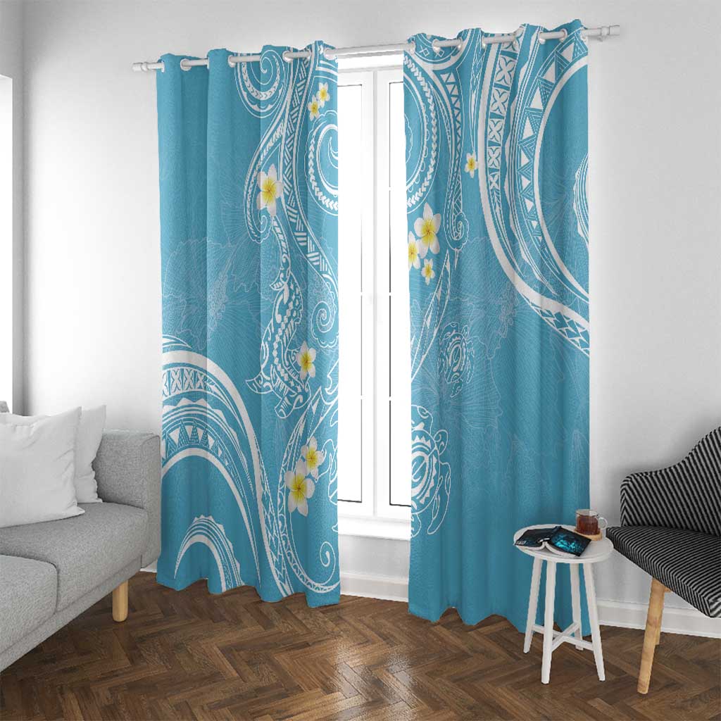 Polynesia Tribal Window Curtain Turquoise Plumeria Tentacles LT7 With Grommets Turquoise - Polynesian Pride