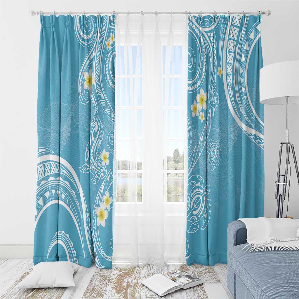 Polynesia Tribal Window Curtain Turquoise Plumeria Tentacles LT7 - Polynesian Pride