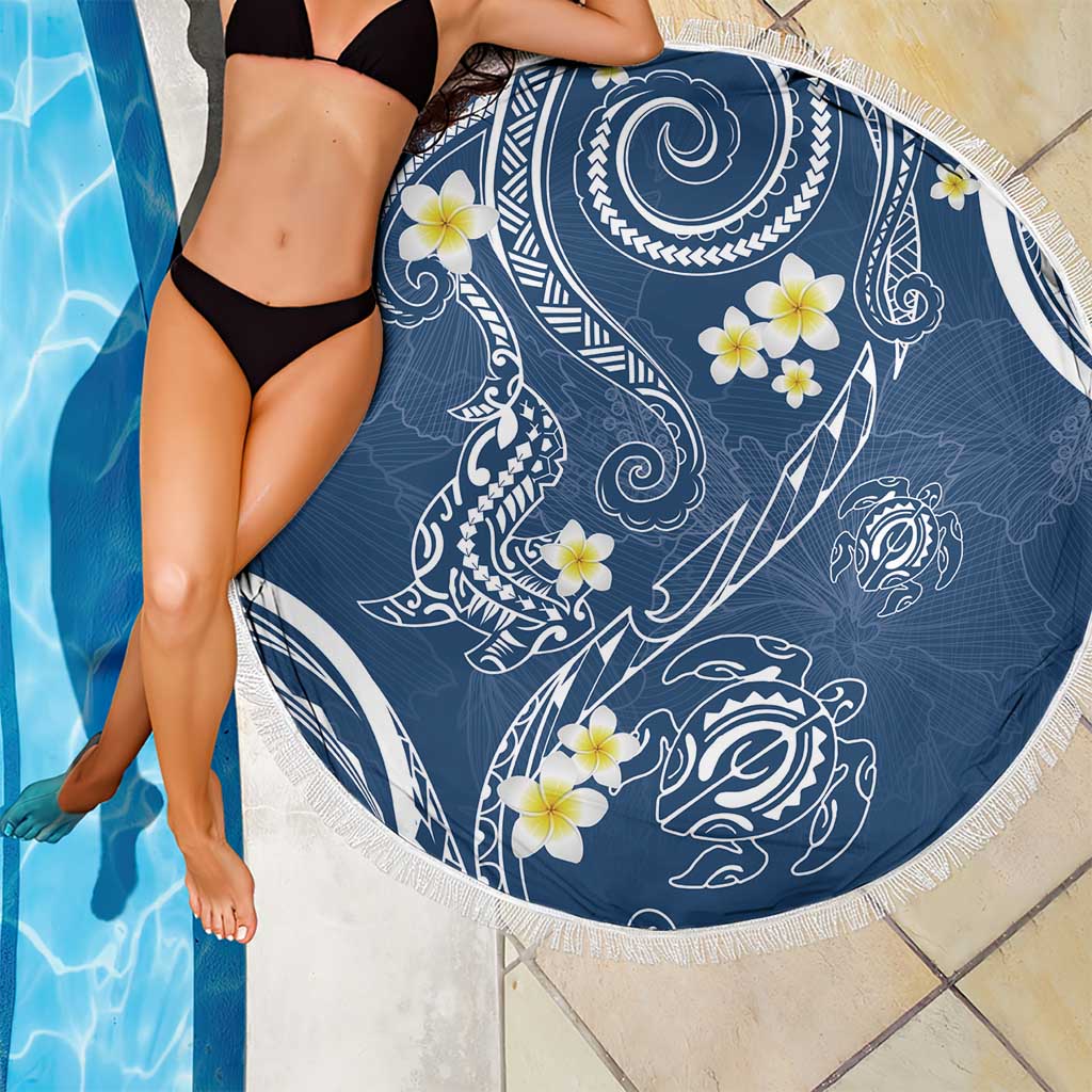 Polynesia Tribal Beach Blanket Deep Blue Plumeria Tentacles LT7 - Polynesian Pride