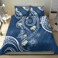 Polynesia Tribal Bedding Set Deep Blue Plumeria Tentacles