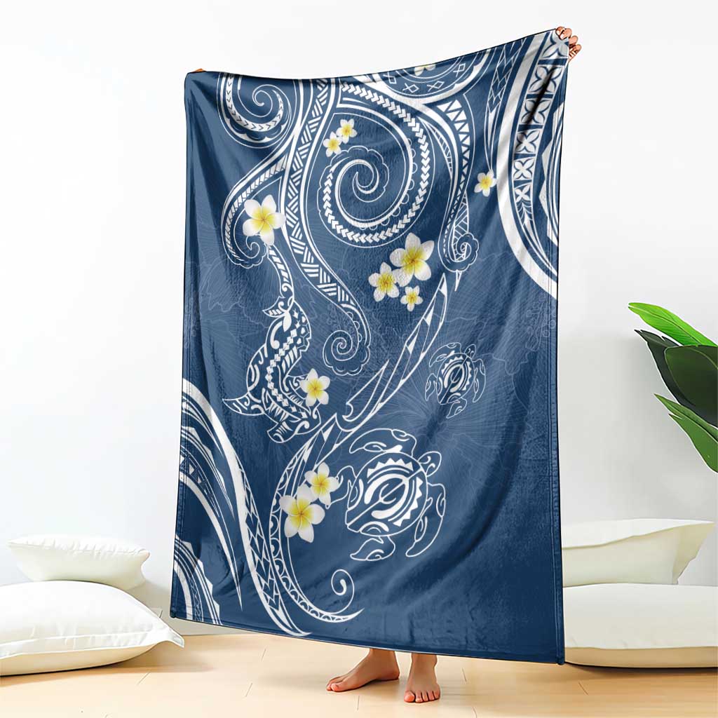 Polynesia Tribal Blanket Deep Blue Plumeria Tentacles LT7 - Polynesian Pride