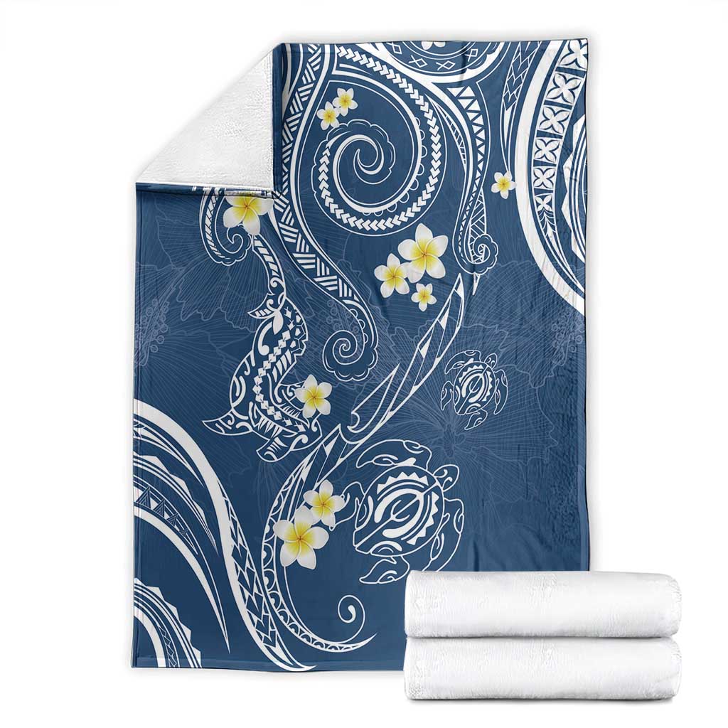 Polynesia Tribal Blanket Deep Blue Plumeria Tentacles LT7 - Polynesian Pride