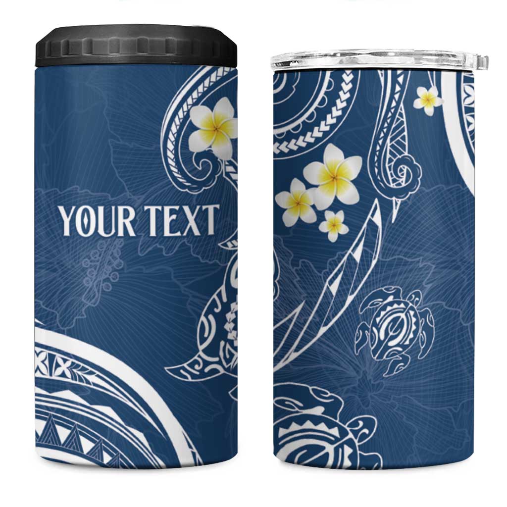 Polynesia Tribal 4 in 1 Can Cooler Tumbler Deep Blue Plumeria Tentacles LT7 One Size: 16 oz Blue - Polynesian Pride