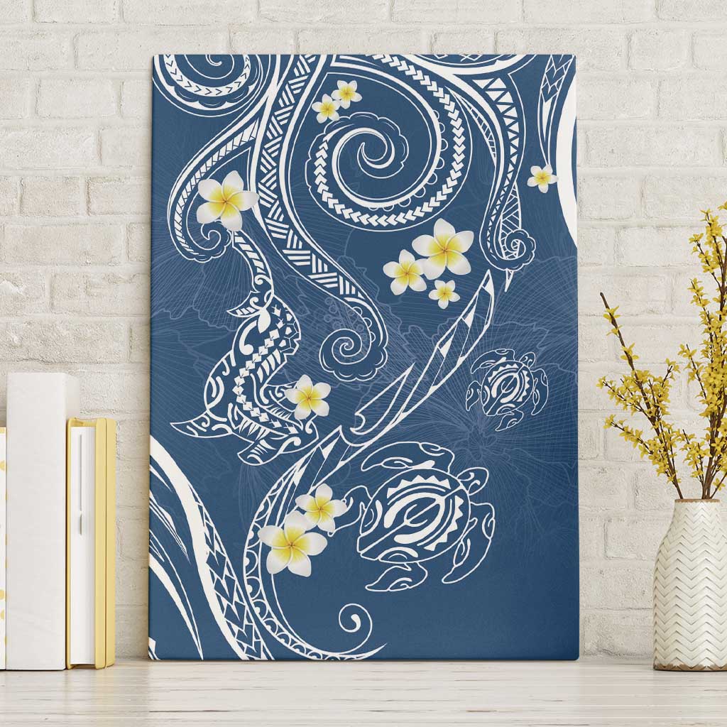 Polynesia Tribal Canvas Wall Art Deep Blue Plumeria Tentacles LT7 Without Frame Blue - Polynesian Pride
