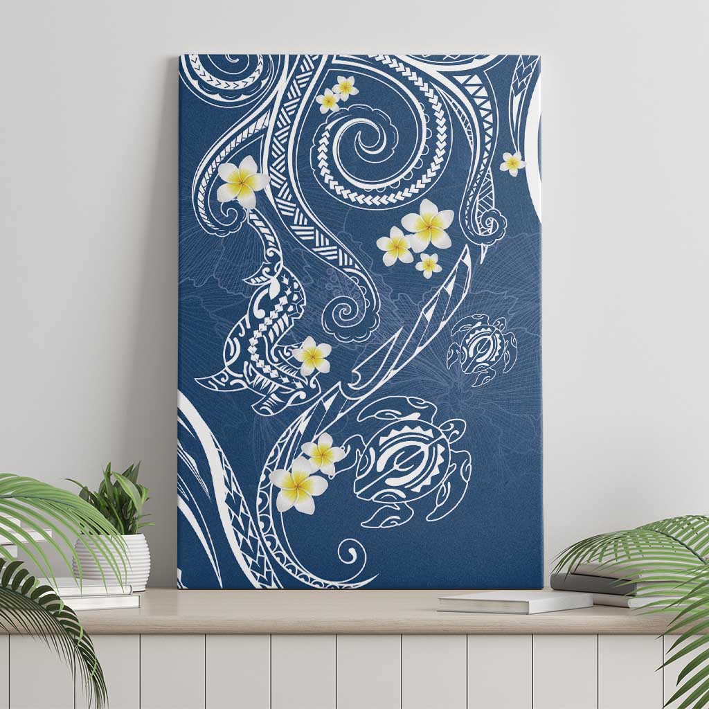Polynesia Tribal Canvas Wall Art Deep Blue Plumeria Tentacles LT7 - Polynesian Pride