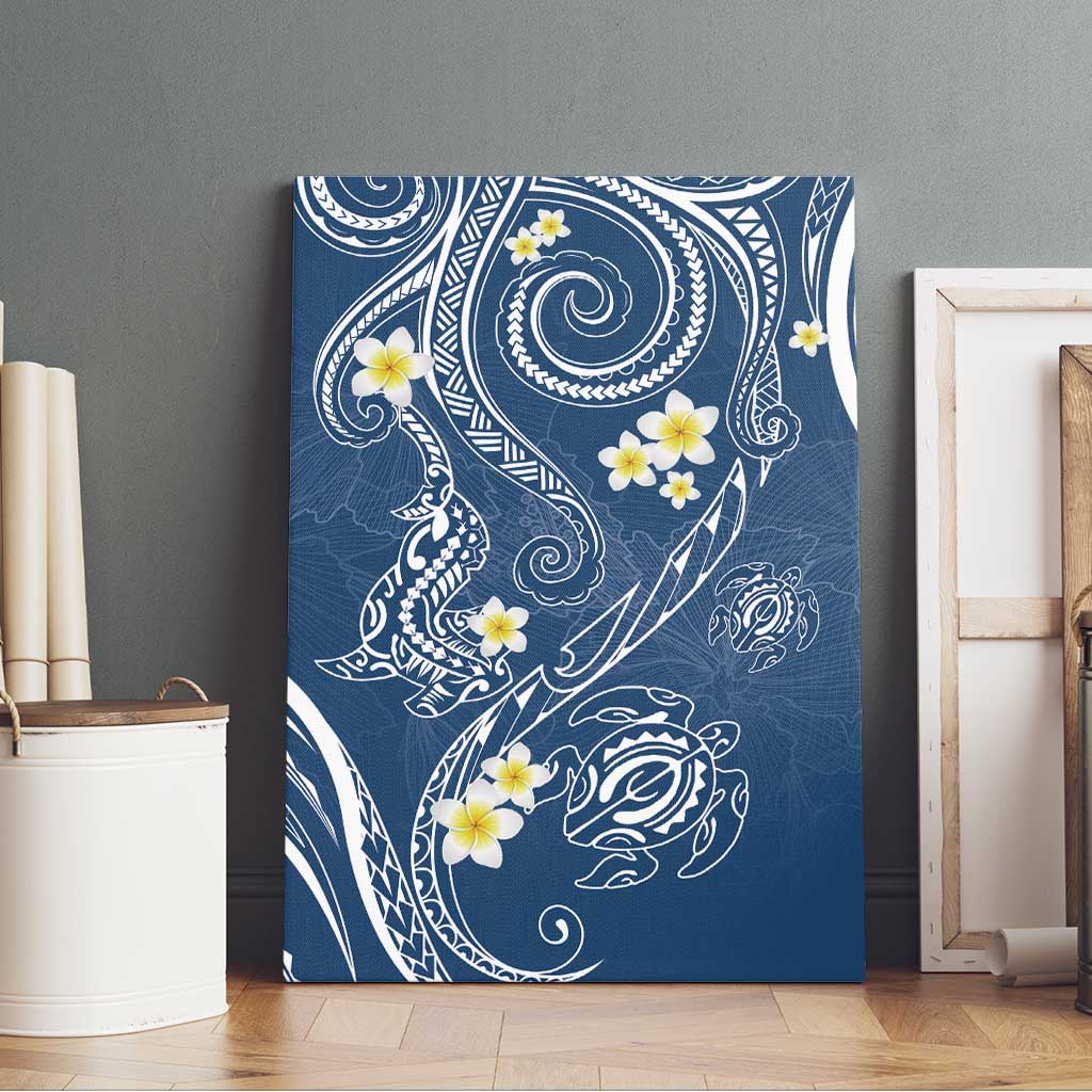 Polynesia Tribal Canvas Wall Art Deep Blue Plumeria Tentacles LT7 - Polynesian Pride