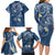 Polynesia Tribal Family Matching Long Sleeve Bodycon Dress and Hawaiian Shirt Deep Blue Plumeria Tentacles