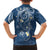 Polynesia Tribal Family Matching Off Shoulder Maxi Dress and Hawaiian Shirt Deep Blue Plumeria Tentacles
