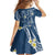 Polynesia Tribal Family Matching Off Shoulder Maxi Dress and Hawaiian Shirt Deep Blue Plumeria Tentacles