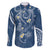 Polynesia Tribal Family Matching Off Shoulder Maxi Dress and Hawaiian Shirt Deep Blue Plumeria Tentacles