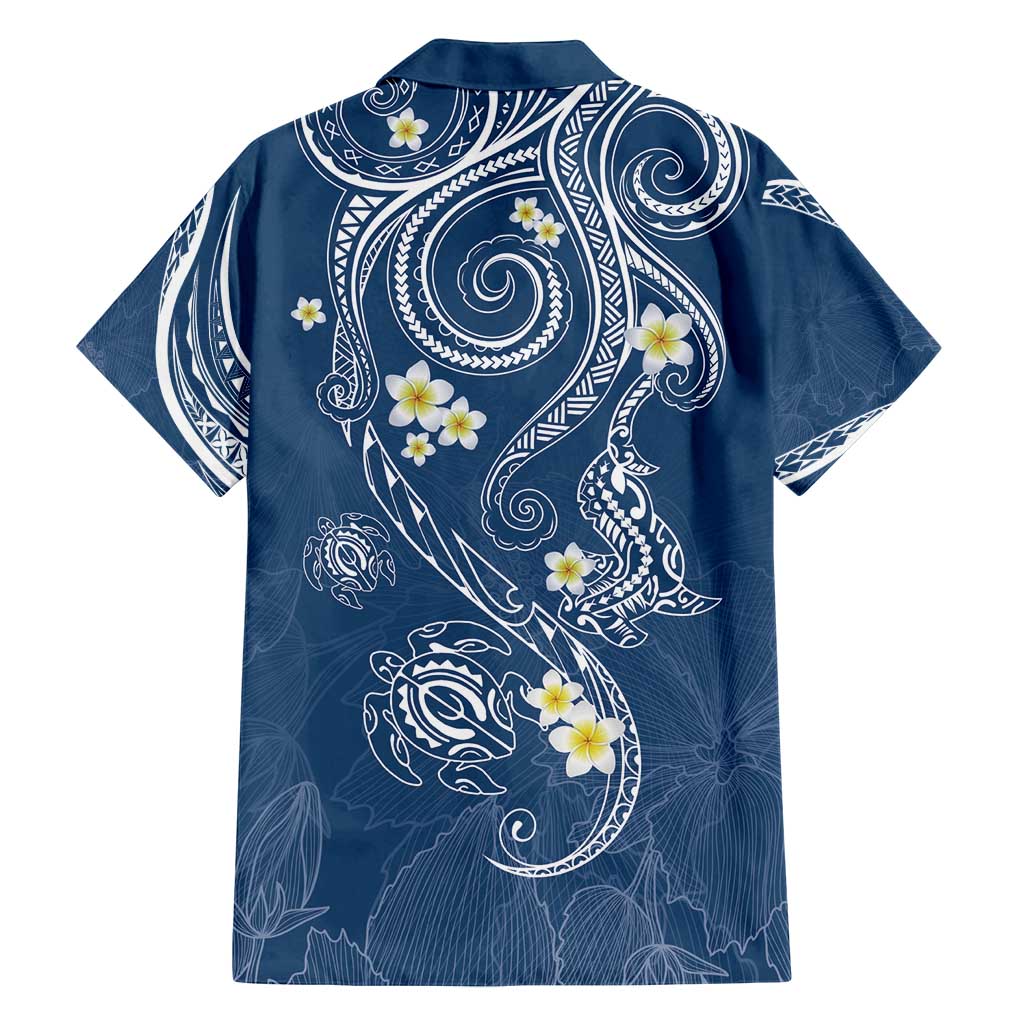 Polynesia Tribal Family Matching Puletasi and Hawaiian Shirt Deep Blue Plumeria Tentacles