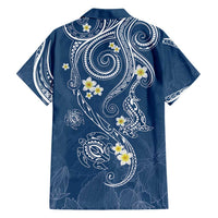 Polynesia Tribal Family Matching Tank Maxi Dress and Hawaiian Shirt Deep Blue Plumeria Tentacles