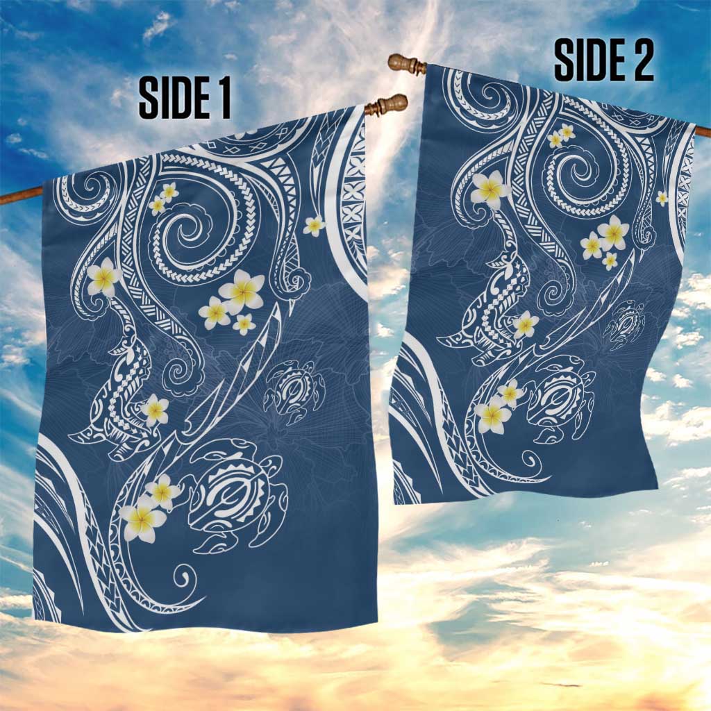 Polynesia Tribal Garden Flag Deep Blue Plumeria Tentacles LT7 - Polynesian Pride