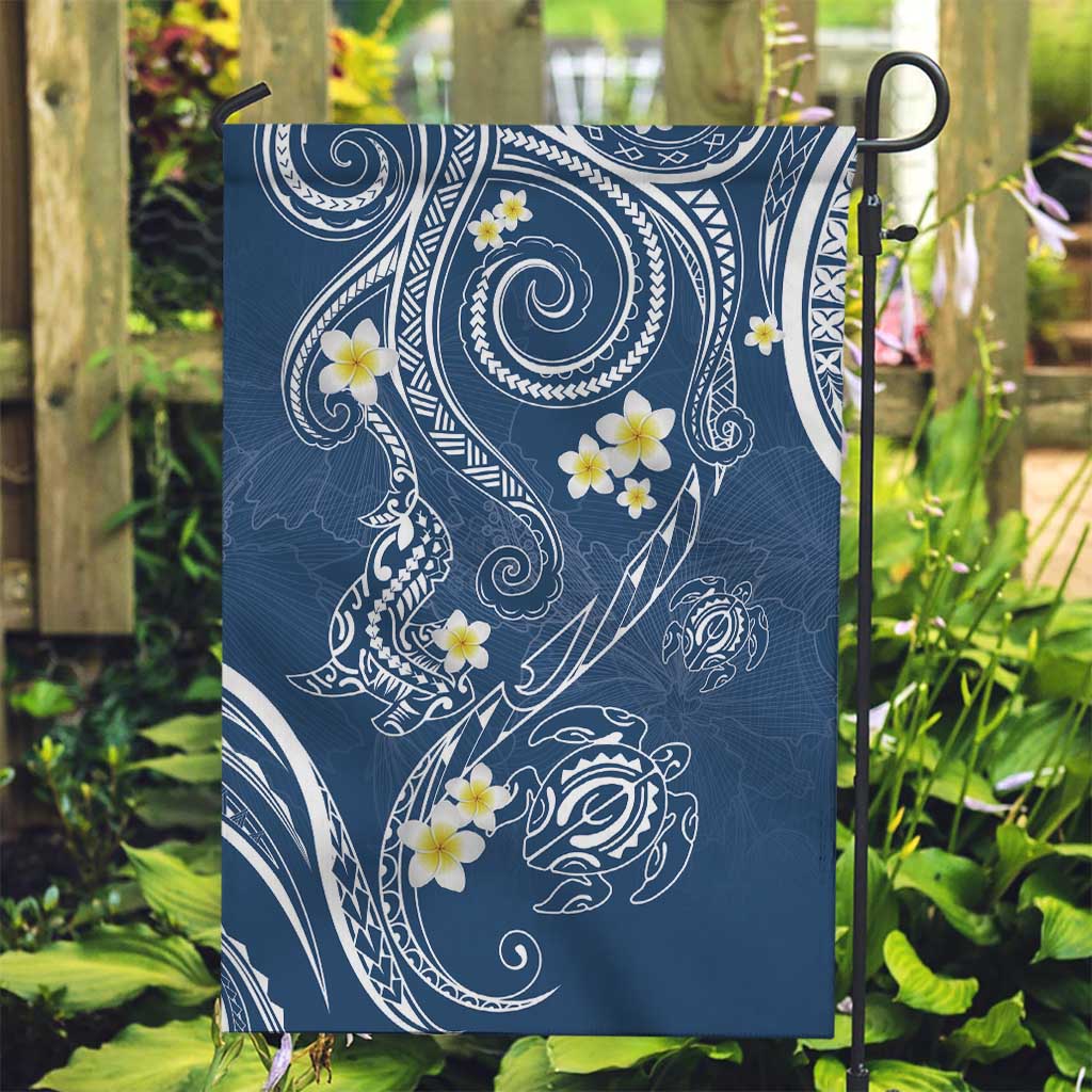 Polynesia Tribal Garden Flag Deep Blue Plumeria Tentacles LT7 Garden Flag Blue - Polynesian Pride