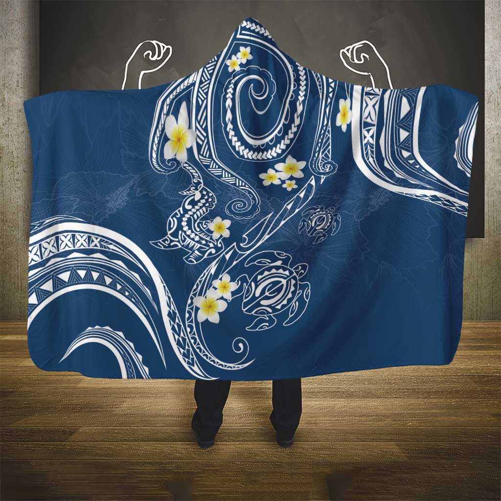 Polynesia Tribal Hooded Blanket Deep Blue Plumeria Tentacles LT7 - Polynesian Pride