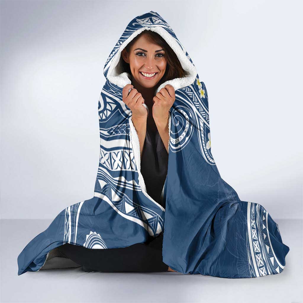 Polynesia Tribal Hooded Blanket Deep Blue Plumeria Tentacles LT7 - Polynesian Pride