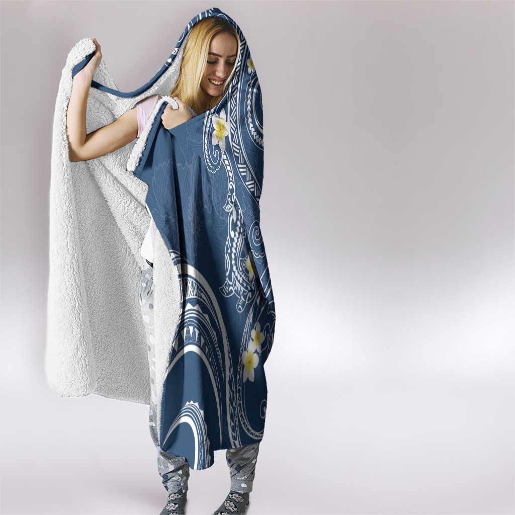 Polynesia Tribal Hooded Blanket Deep Blue Plumeria Tentacles LT7 - Polynesian Pride