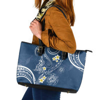Polynesia Tribal Leather Tote Bag Deep Blue Plumeria Tentacles LT7 Blue - Polynesian Pride