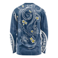 Polynesia Tribal Long Sleeve Shirt Deep Blue Plumeria Tentacles LT7 - Polynesian Pride