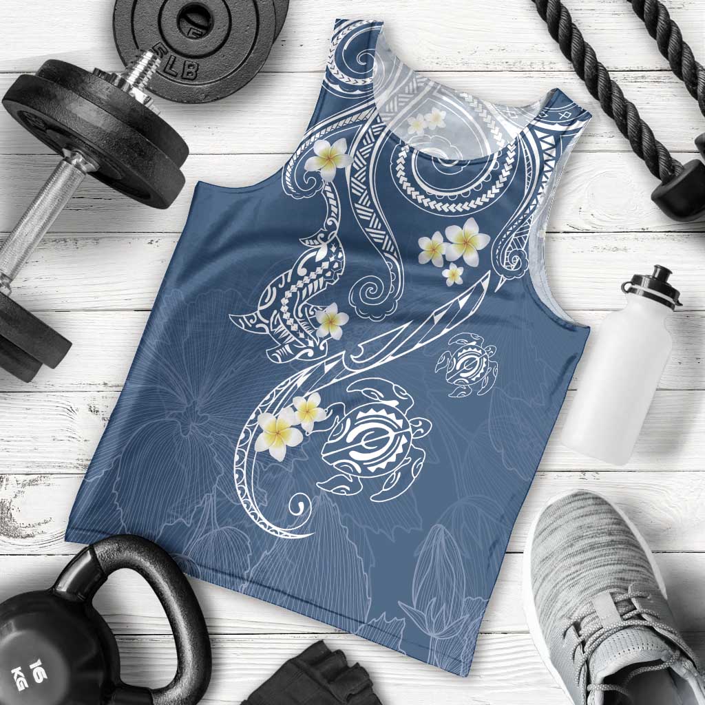 Polynesia Tribal Men Tank Top Deep Blue Plumeria Tentacles LT7 - Polynesian Pride