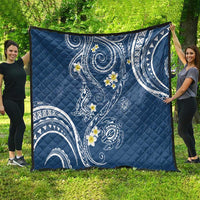 Polynesia Tribal Quilt Deep Blue Plumeria Tentacles