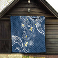 Polynesia Tribal Quilt Deep Blue Plumeria Tentacles