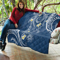 Polynesia Tribal Quilt Deep Blue Plumeria Tentacles