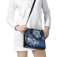 Polynesia Tribal Shoulder Handbag Deep Blue Plumeria Tentacles