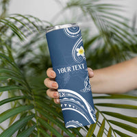 Polynesia Tribal Skinny Tumbler Deep Blue Plumeria Tentacles