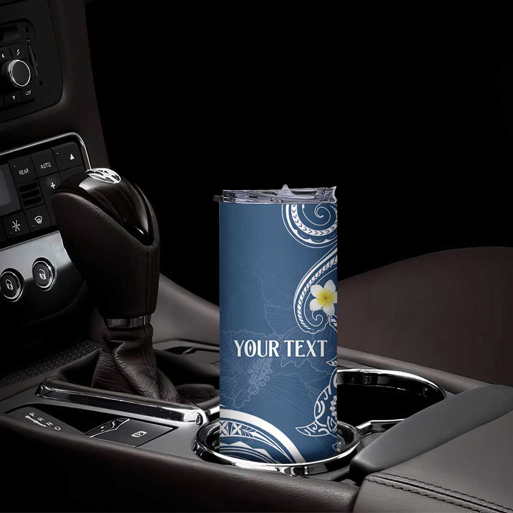 Polynesia Tribal Skinny Tumbler Deep Blue Plumeria Tentacles