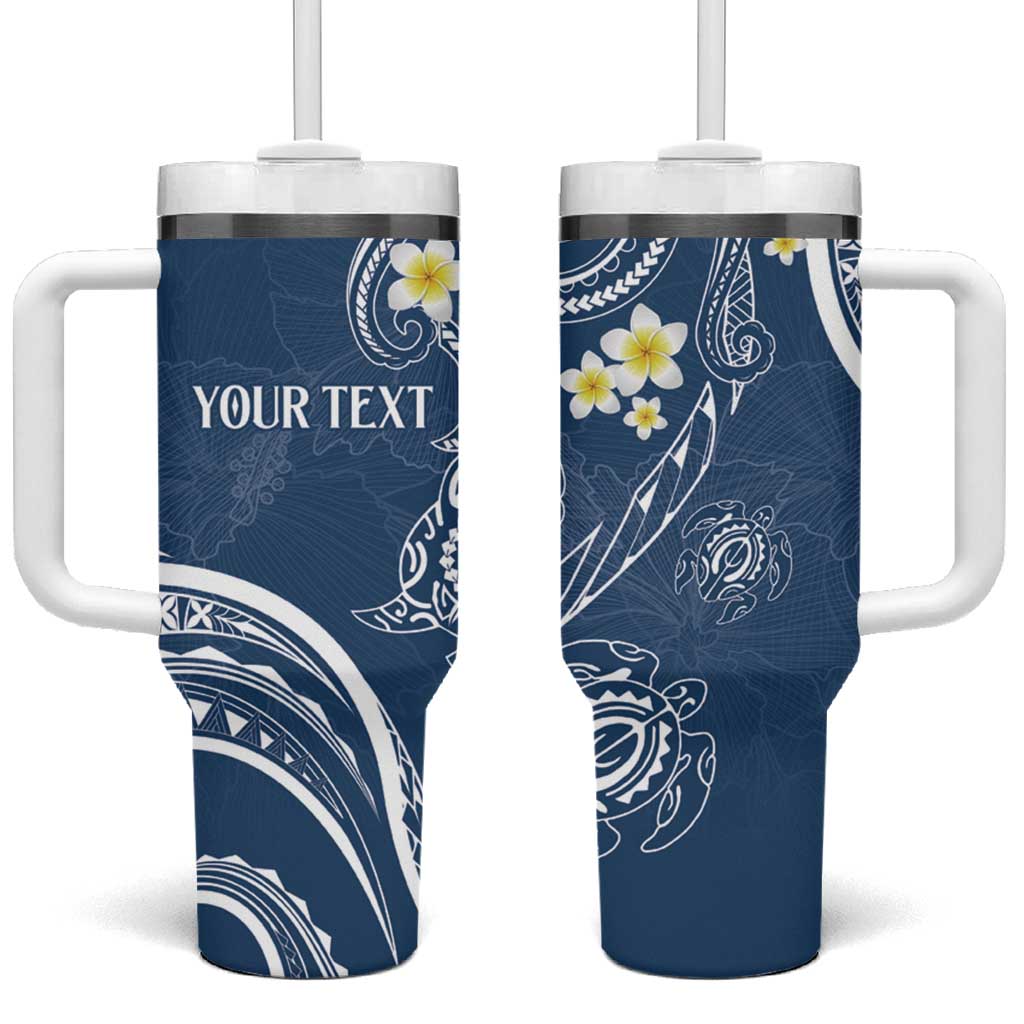 Polynesia Tribal Tumbler With Handle Deep Blue Plumeria Tentacles LT7 One Size: 40 oz Blue - Polynesian Pride