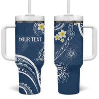 Polynesia Tribal Tumbler With Handle Deep Blue Plumeria Tentacles LT7 One Size: 40 oz Blue - Polynesian Pride