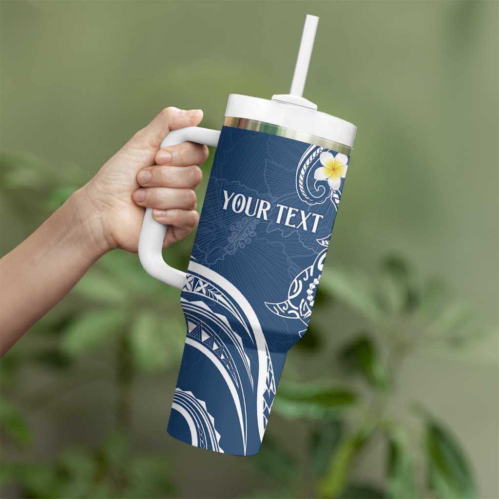 Polynesia Tribal Tumbler With Handle Deep Blue Plumeria Tentacles LT7 - Polynesian Pride