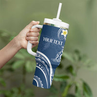 Polynesia Tribal Tumbler With Handle Deep Blue Plumeria Tentacles LT7 - Polynesian Pride
