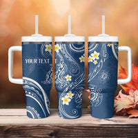 Polynesia Tribal Tumbler With Handle Deep Blue Plumeria Tentacles LT7 - Polynesian Pride